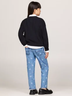 Dzianina*Tommy Hilfiger Luźny Sweter Z Okrągłym Dekoltem DESERT SKY