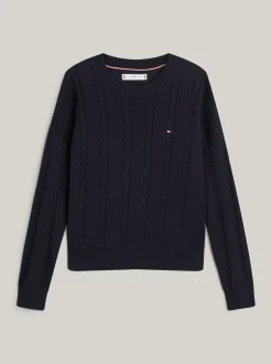 Dzianina*Tommy Hilfiger Luźny Sweter Z Okrągłym Dekoltem DESERT SKY