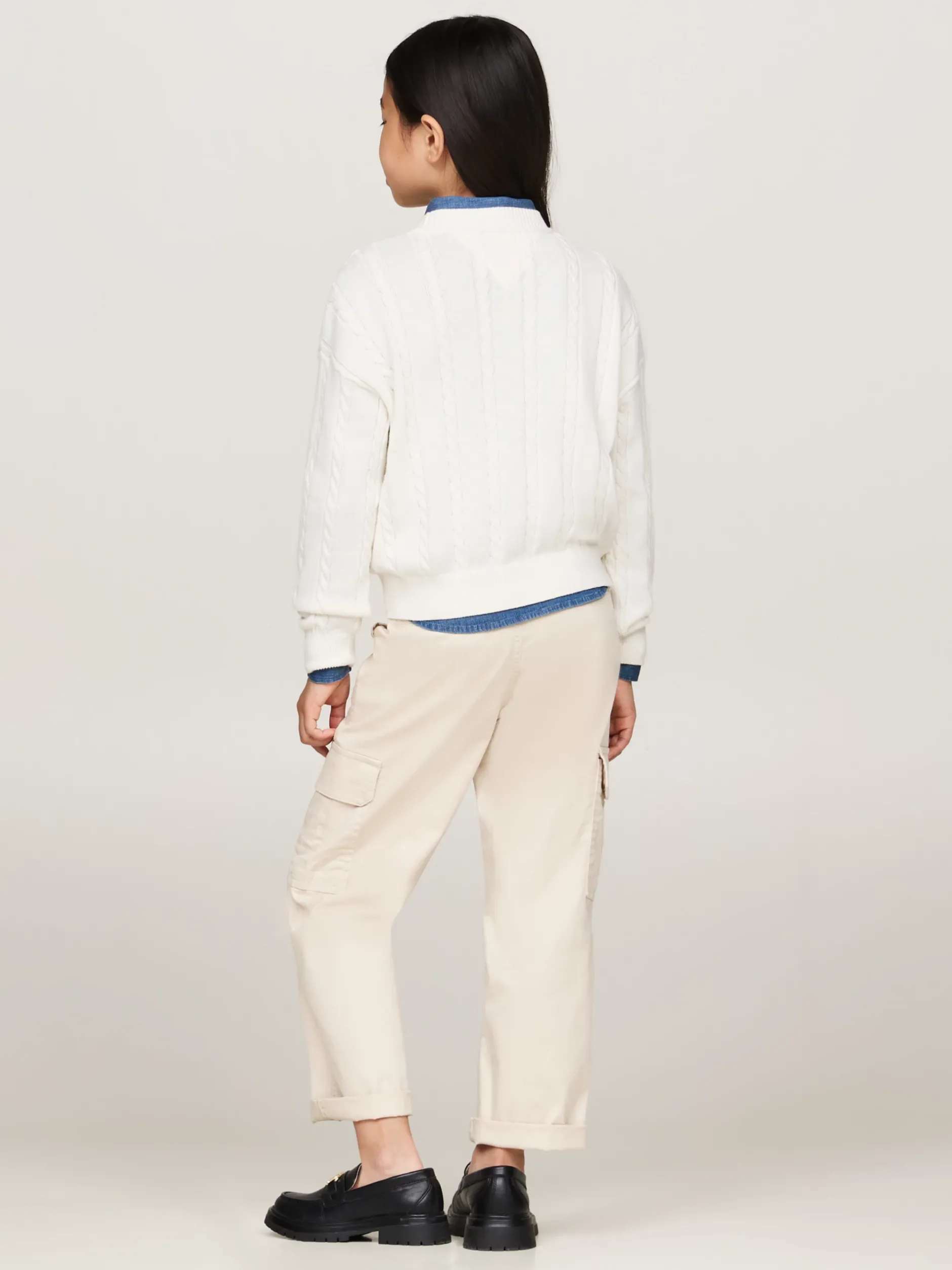 Dzianina*Tommy Hilfiger Luźny Sweter Z Okrągłym Dekoltem IVORY PETAL