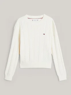 Dzianina*Tommy Hilfiger Luźny Sweter Z Okrągłym Dekoltem IVORY PETAL