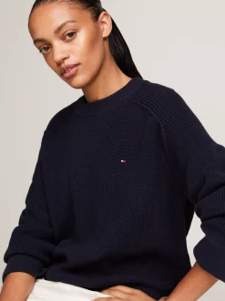 Swetry Z Okrągłym Dekoltem|Swetry*Tommy Hilfiger Luźny Sweter Z Raglanowymi Rękawami DESERT SKY