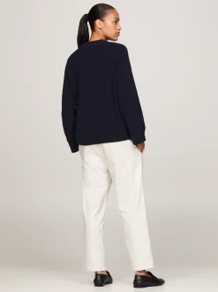 Swetry Z Okrągłym Dekoltem|Swetry*Tommy Hilfiger Luźny Sweter Z Raglanowymi Rękawami DESERT SKY
