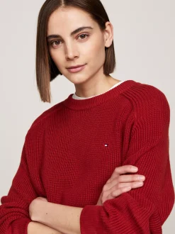 Swetry Z Okrągłym Dekoltem|Swetry*Tommy Hilfiger Luźny Sweter Z Raglanowymi Rękawami DARK MAGMA