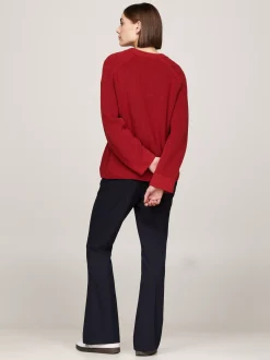 Swetry Z Okrągłym Dekoltem|Swetry*Tommy Hilfiger Luźny Sweter Z Raglanowymi Rękawami DARK MAGMA