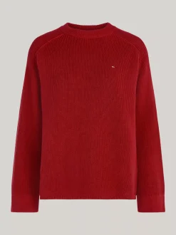 Swetry Z Okrągłym Dekoltem|Swetry*Tommy Hilfiger Luźny Sweter Z Raglanowymi Rękawami DARK MAGMA