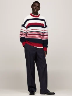 Swetry Z Okrągłym Dekoltem|Swetry*Tommy Hilfiger Luźny Sweter Z Wełną Alpaki I Emblematem ROUGE STRIPE
