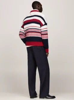 Swetry Z Okrągłym Dekoltem|Swetry*Tommy Hilfiger Luźny Sweter Z Wełną Alpaki I Emblematem ROUGE STRIPE