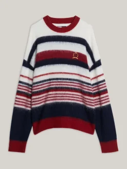 Swetry Z Okrągłym Dekoltem|Swetry*Tommy Hilfiger Luźny Sweter Z Wełną Alpaki I Emblematem ROUGE STRIPE