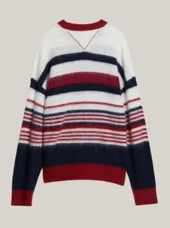 Swetry Z Okrągłym Dekoltem|Swetry*Tommy Hilfiger Luźny Sweter Z Wełną Alpaki I Emblematem ROUGE STRIPE