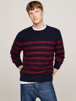 Swetry Z Okrągłym Dekoltem|Swetry*Tommy Hilfiger Luźny Sweter Z Wełną Z Alpaki DESERT SKY/ ROUGE