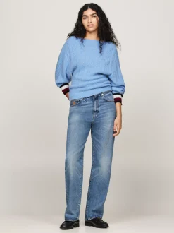 Dzianina|Swetry*Tommy Hilfiger Luźny Sweter Z Wycięciem Z Tyłu I Emblematem VESSEL BLUE