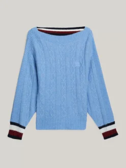 Dzianina|Swetry*Tommy Hilfiger Luźny Sweter Z Wycięciem Z Tyłu I Emblematem VESSEL BLUE