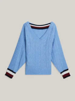 Dzianina|Swetry*Tommy Hilfiger Luźny Sweter Z Wycięciem Z Tyłu I Emblematem VESSEL BLUE