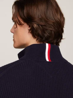 Sweter Z Zamkiem|Swetry*Tommy Hilfiger Luźny Sweter Z Zamkiem Do Połowy Długości DESERT SKY