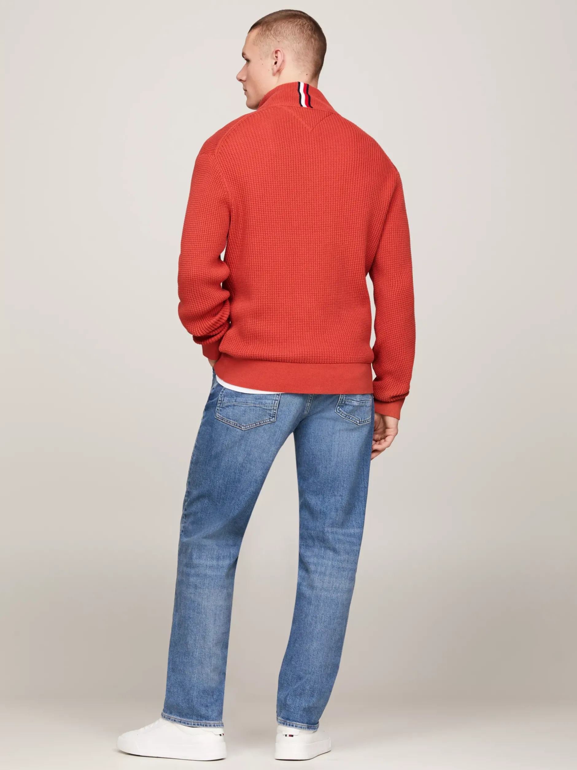 Sweter Z Zamkiem|Swetry*Tommy Hilfiger Luźny Sweter Z Zamkiem Do Połowy Długości TERRA RED