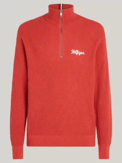 Sweter Z Zamkiem|Swetry*Tommy Hilfiger Luźny Sweter Z Zamkiem Do Połowy Długości TERRA RED