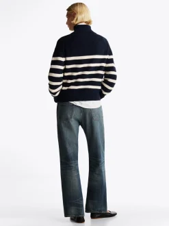 Swetry|Dzianina*Tommy Hilfiger Luźny Sweter Z Zamkiem Do Połowy Długości DESERT SKY/IVORY PETAL STRIPE