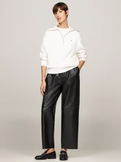 Swetry|Dzianina*Tommy Hilfiger Luźny Sweter Z Zamkiem Do Połowy Długości IVORY PETAL