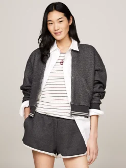 Bluzy Dresowe & Z Kapturem*Tommy Hilfiger Luźny Sweter Z Zapięciem Na Zamek I Logo MEDIUM GREY HEATHER