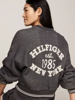 Bluzy Dresowe & Z Kapturem*Tommy Hilfiger Luźny Sweter Z Zapięciem Na Zamek I Logo MEDIUM GREY HEATHER