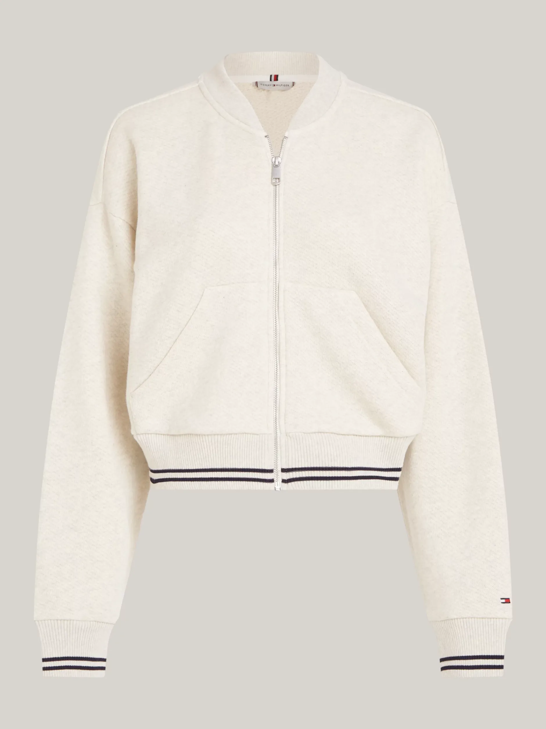Bluzy Dresowe & Z Kapturem*Tommy Hilfiger Luźny Sweter Z Zapięciem Na Zamek I Logo ANCIENT WHITE