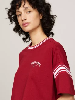 T-Shirty*Tommy Hilfiger Luźny T-shirt W Stylu Varsity REGATTA RED