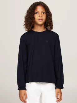 Topy I T-Shirty*Tommy Hilfiger Luźny T-shirt Z Długim Rękawem DESERT SKY