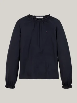 Topy I T-Shirty*Tommy Hilfiger Luźny T-shirt Z Długim Rękawem DESERT SKY