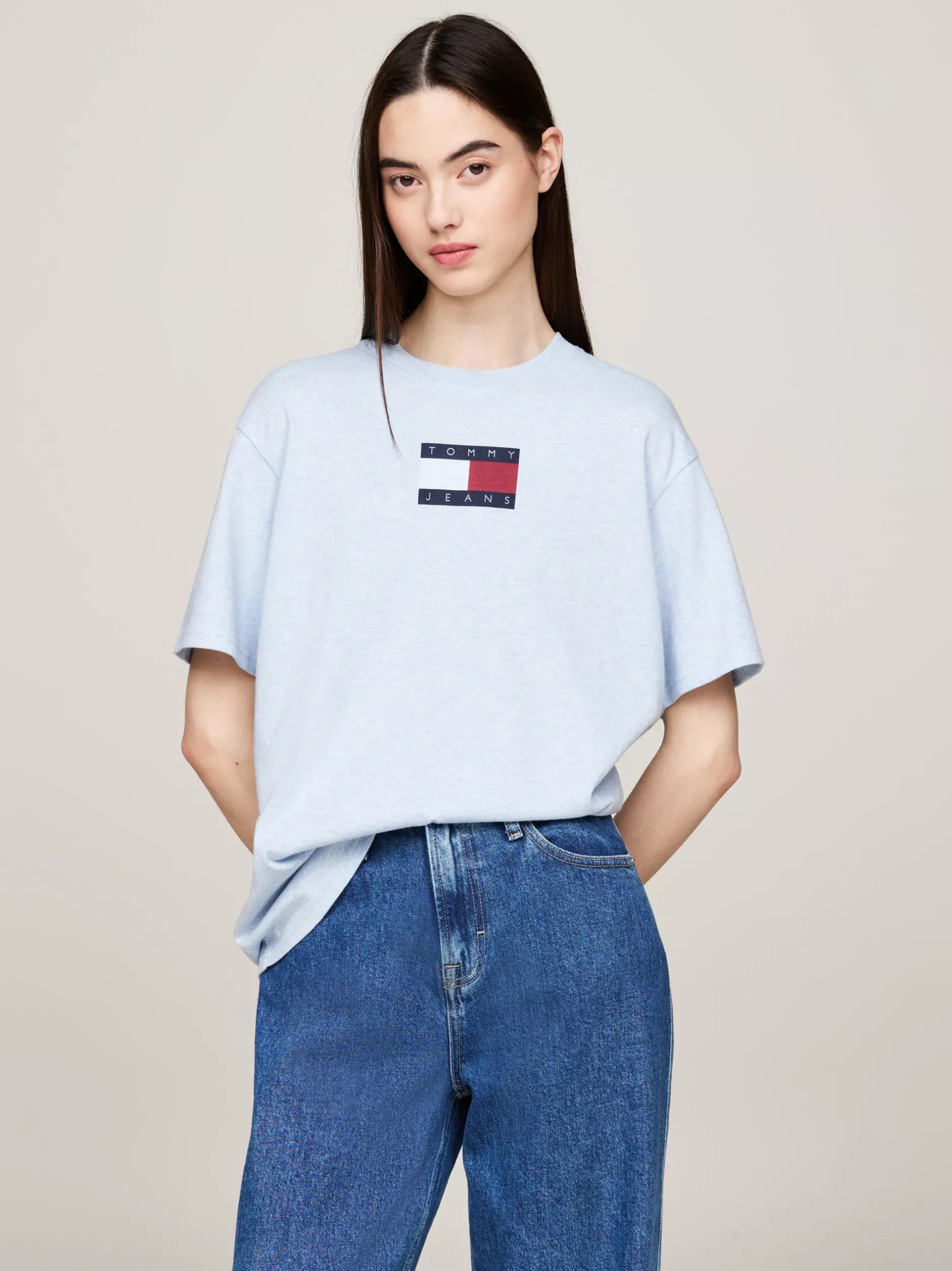 T-Shirty*Tommy Hilfiger Luźny T-shirt Z Melanżowej Dzianiny VESSEL BLUE MELANGE