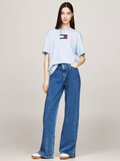 T-Shirty*Tommy Hilfiger Luźny T-shirt Z Melanżowej Dzianiny VESSEL BLUE MELANGE