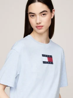 T-Shirty*Tommy Hilfiger Luźny T-shirt Z Melanżowej Dzianiny VESSEL BLUE MELANGE