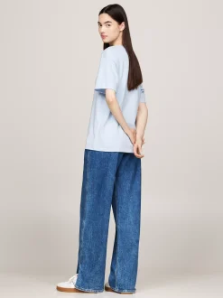 T-Shirty*Tommy Hilfiger Luźny T-shirt Z Melanżowej Dzianiny VESSEL BLUE MELANGE