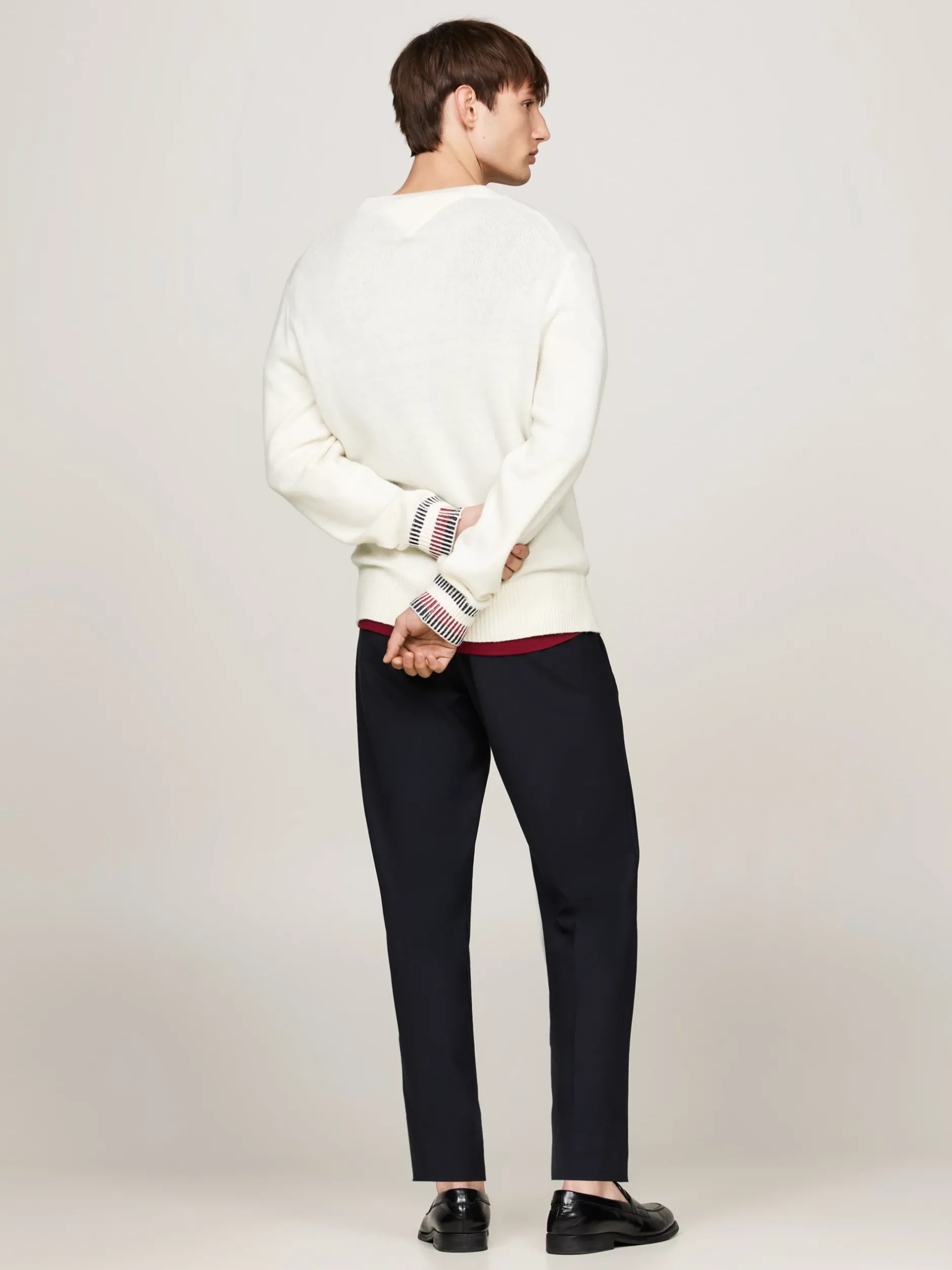 Swetry|Dzianina*Tommy Hilfiger Luźny, Wełniany Sweter Z Dekoltem W Szpic IVORY