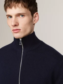 Swetry|Dzianina*Tommy Hilfiger Luźny Wełniany Sweter Z Zapięciem Na Zamek DESERT SKY