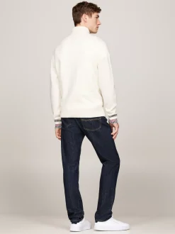 Swetry|Dzianina*Tommy Hilfiger Luźny Wełniany Sweter Z Zapięciem Na Zamek IVORY
