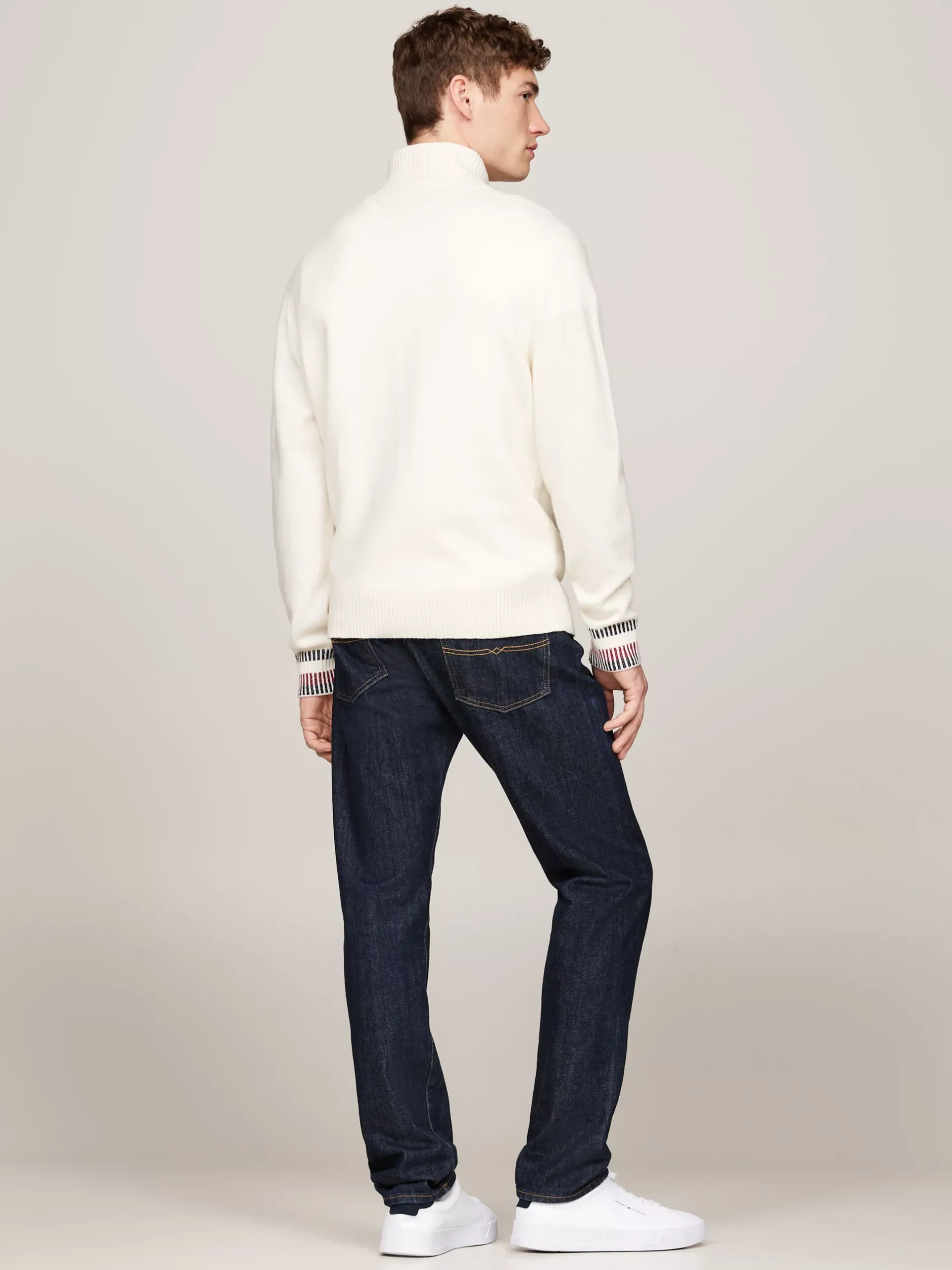 Swetry|Dzianina*Tommy Hilfiger Luźny Wełniany Sweter Z Zapięciem Na Zamek IVORY