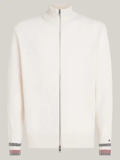 Swetry|Dzianina*Tommy Hilfiger Luźny Wełniany Sweter Z Zapięciem Na Zamek IVORY