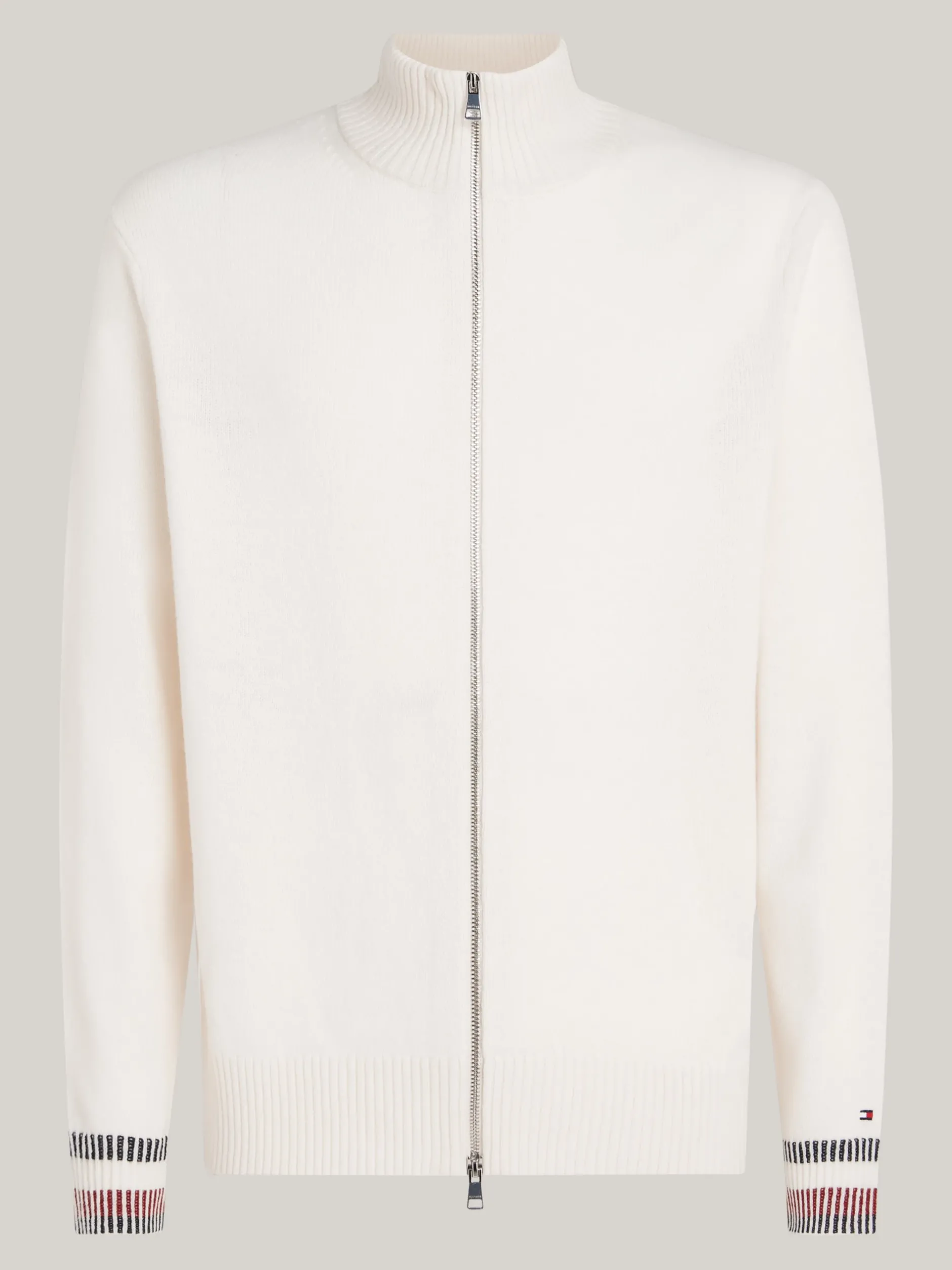 Swetry|Dzianina*Tommy Hilfiger Luźny Wełniany Sweter Z Zapięciem Na Zamek IVORY