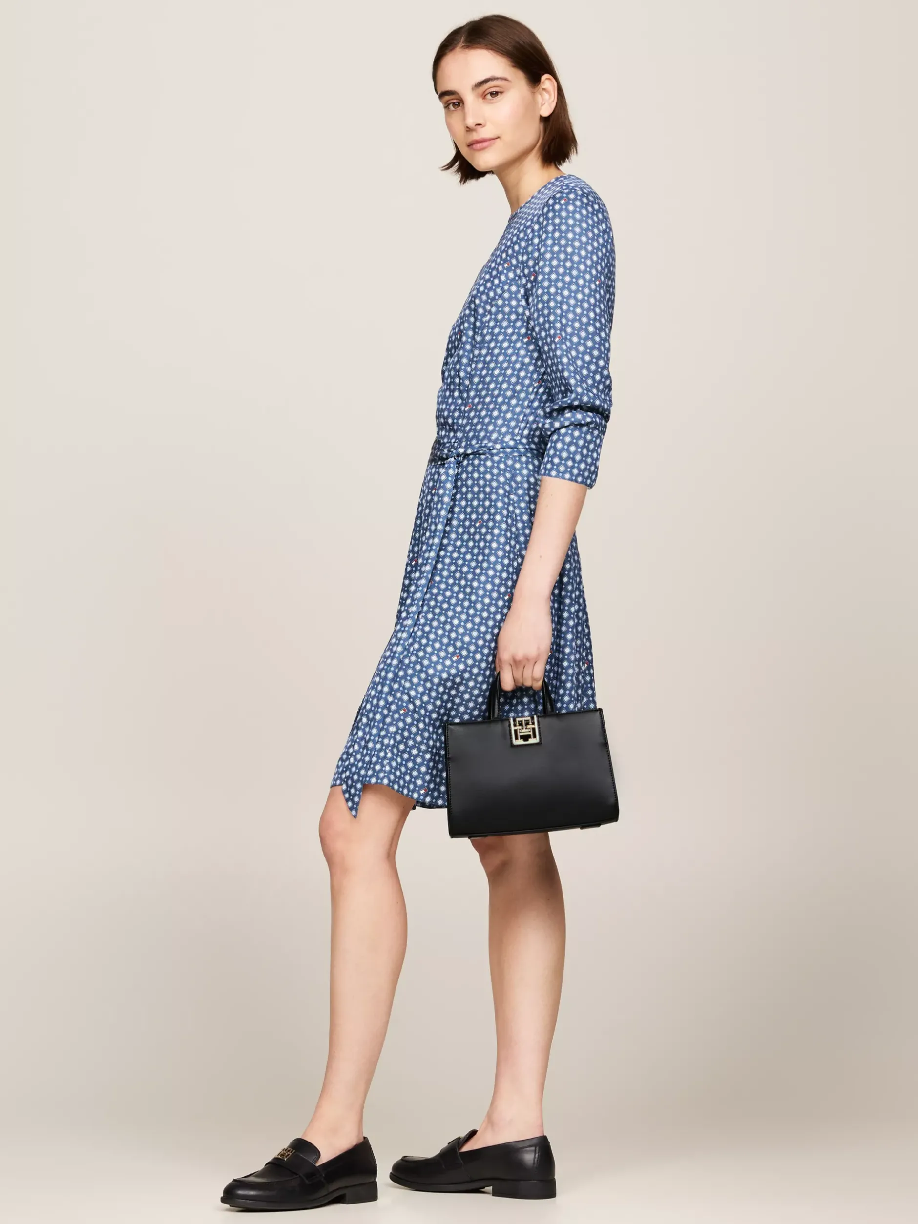 Torebki Tote*Tommy Hilfiger Mała Torba Typu Tote Z Paskiem Na Ramię BLACK