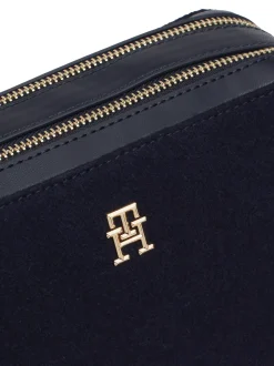 Torebki Na Pasku*Tommy Hilfiger Mała Torebka Z Mieszanki Wełny TH Monogram SPACE BLUE