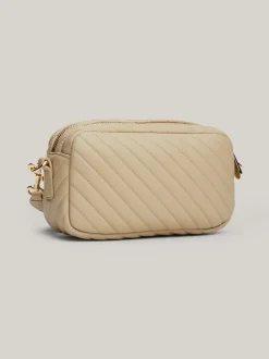 Torebki Na Pasku*Tommy Hilfiger Mała Torebka Z Przeszyciami TH Monogram BEIGE