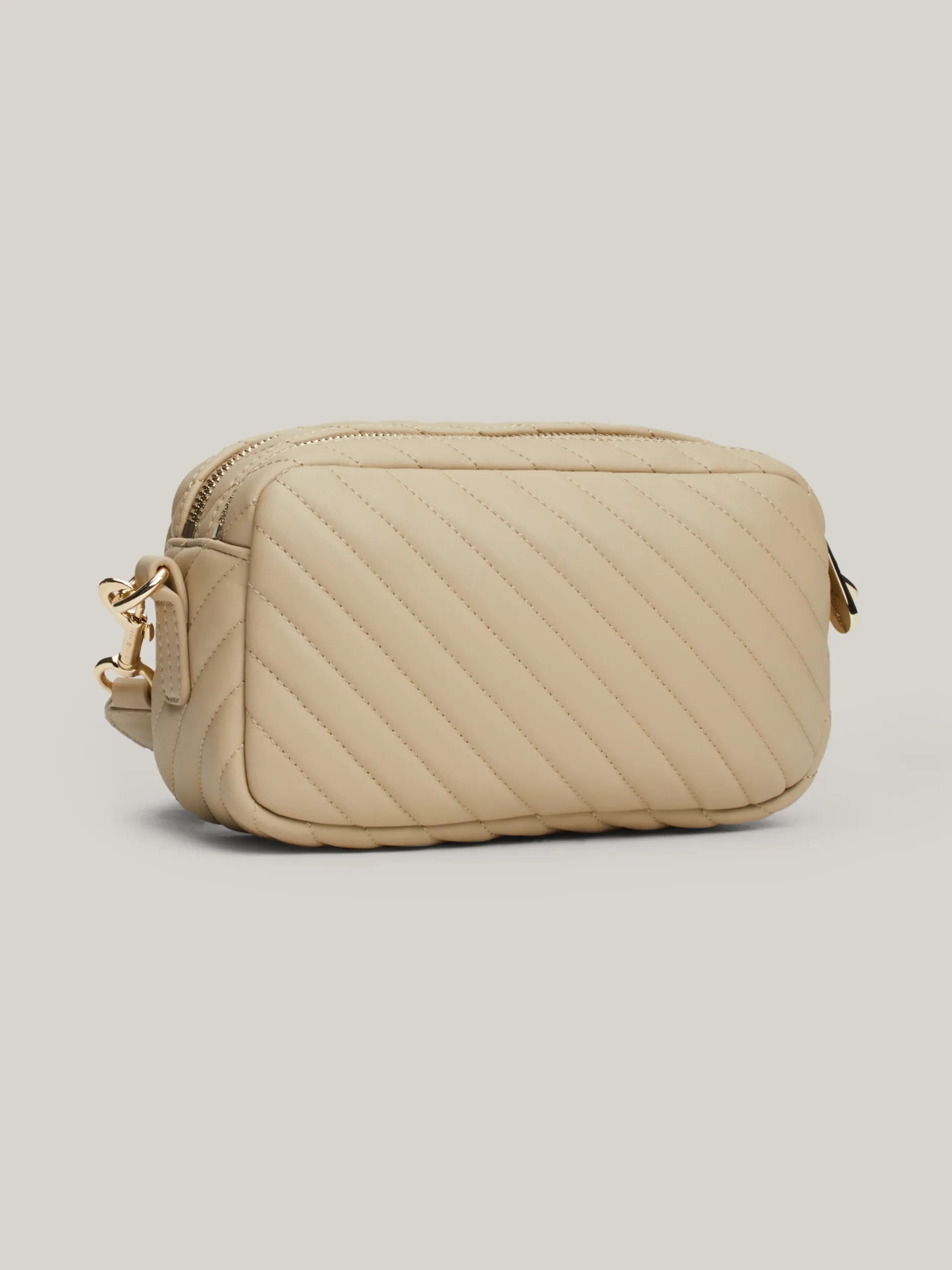 Torebki Na Pasku*Tommy Hilfiger Mała Torebka Z Przeszyciami TH Monogram BEIGE