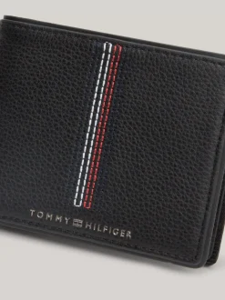 Portfele & Breloczki Do Kluczy*Tommy Hilfiger Małe Skórzane Etui Na Karty BLACK