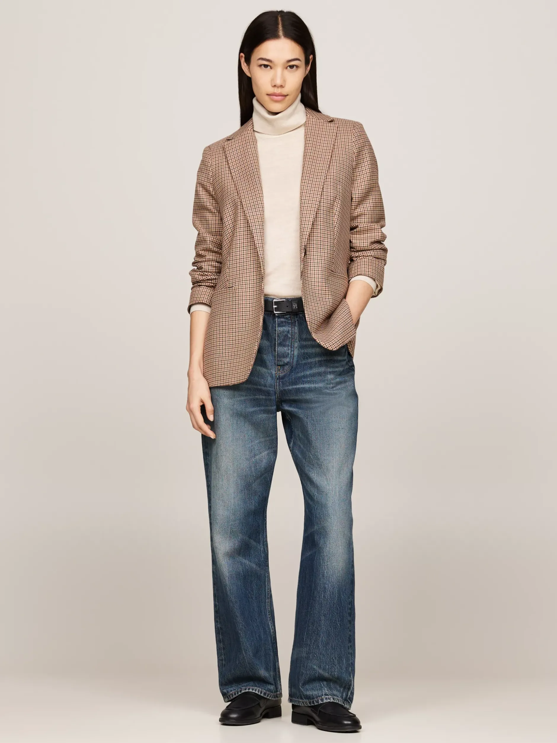 Marynarki*Tommy Hilfiger Marynarka Jednorzędowa W Kratę BROWN HOUNDSTOOTH