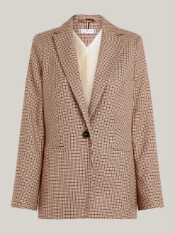 Marynarki*Tommy Hilfiger Marynarka Jednorzędowa W Kratę BROWN HOUNDSTOOTH