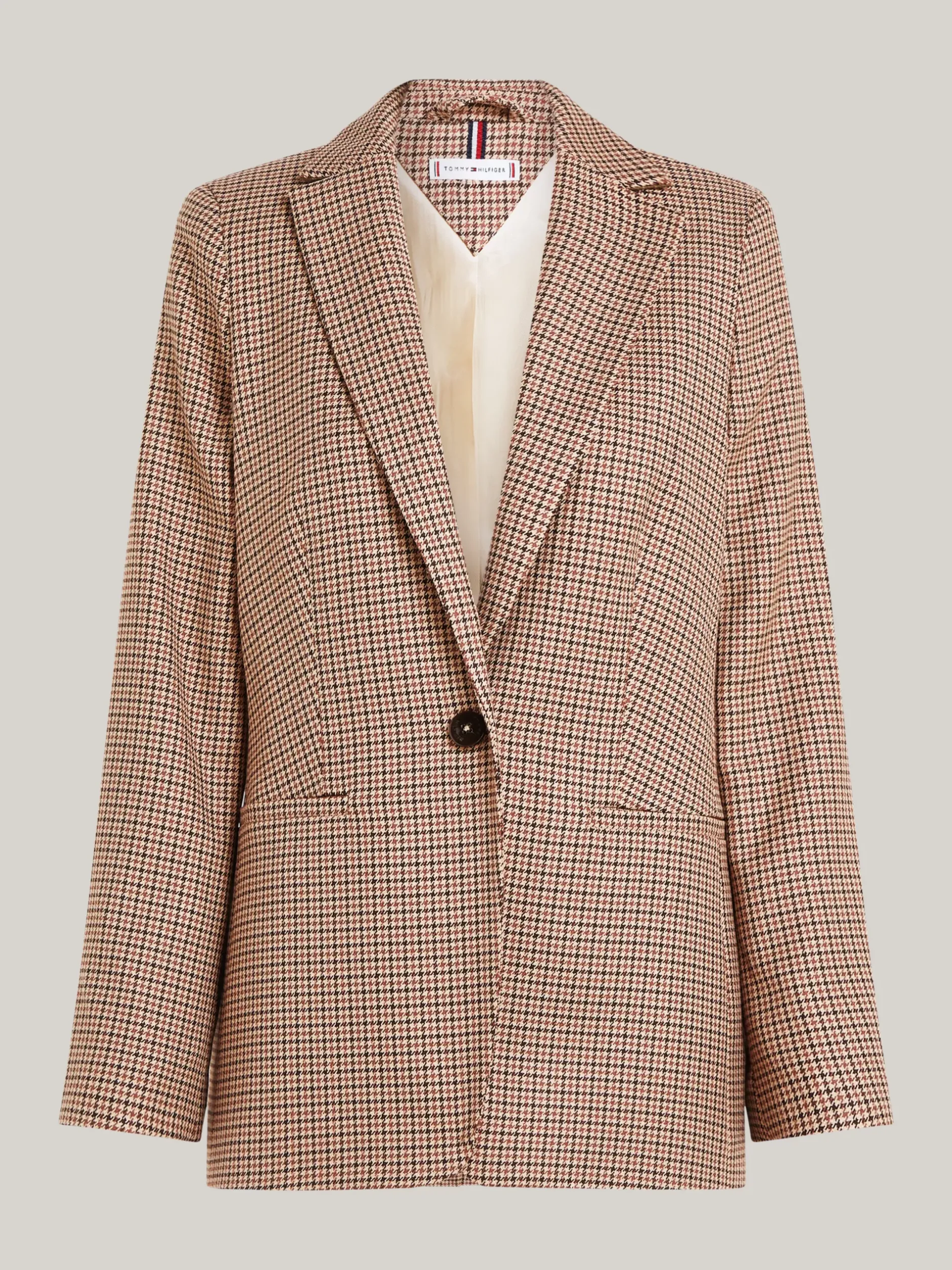 Marynarki*Tommy Hilfiger Marynarka Jednorzędowa W Kratę BROWN HOUNDSTOOTH