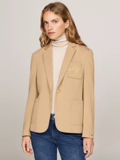 Marynarki*Tommy Hilfiger Marynarka O Wąskim Kroju Z Haftem Na Kieszeni CLASSIC KHAKI
