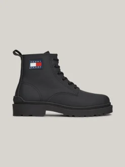 Buty Sznurowane|Buty*Tommy Hilfiger Matowe Skórzane Botki Z Protektorem BLACK