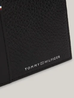 Portfele & Breloczki Do Kluczy*Tommy Hilfiger Mały Składany Na Pół Skórzany Portfel Na Karty BLACK