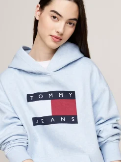 Bluzy Dresowe & Z Kapturem*Tommy Hilfiger Melanżowa Bluza O Luźnym Kroju Z Kapturem VESSEL BLUE MELANGE
